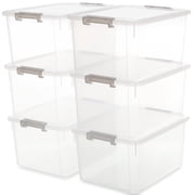 32 Qt Clear Storage Bins with Lids Stackable Plastic Storage Box with Latches 6 Packs