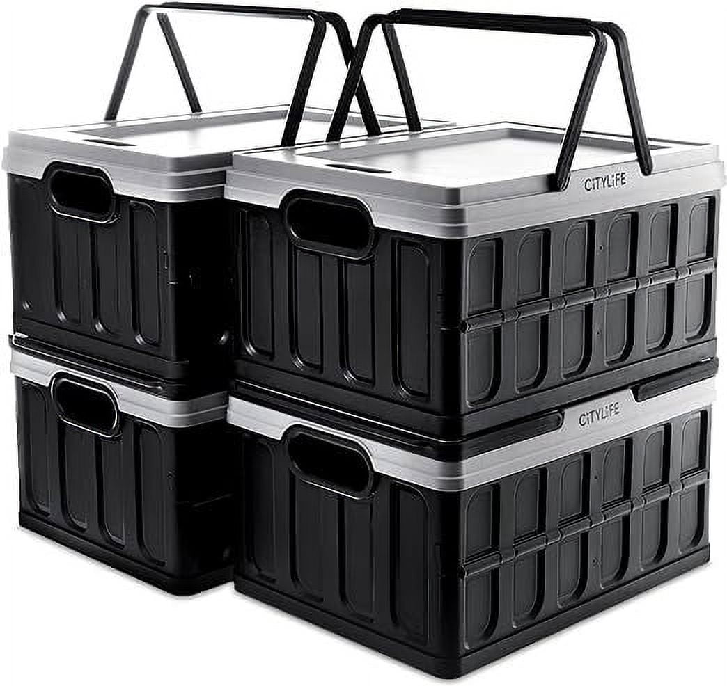 Citylife 33.3 Qt 4 Packs Collapsible Storage Bins with Lids Plastic