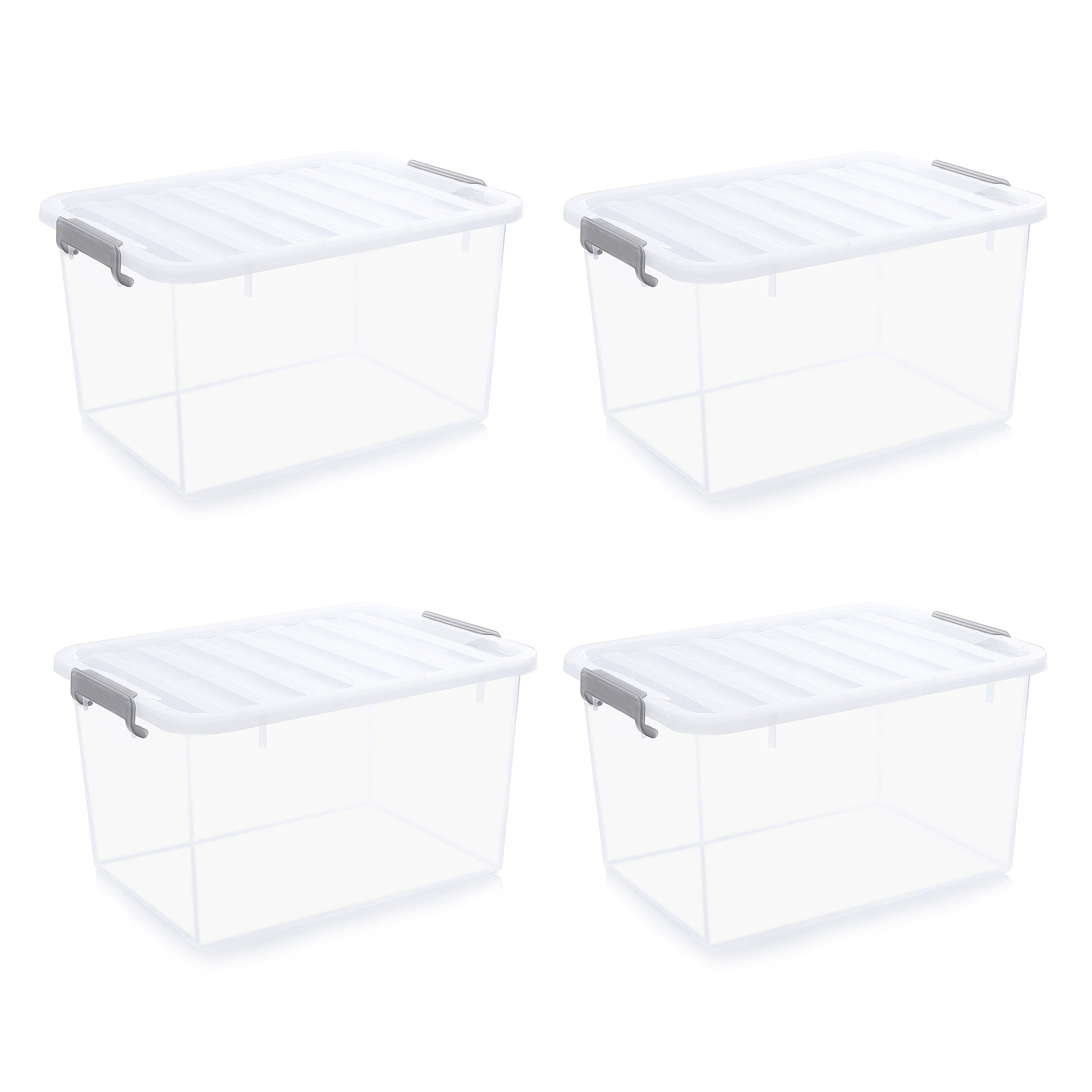 Citylife 44.4 QT Plastic Storage Bins with Latching Lids Stackable