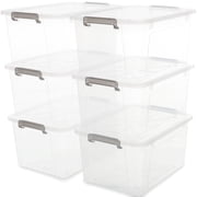 44 Qt Clear Storage Bins with Lids Large Stackable Plastic Storage Box 6 Packs