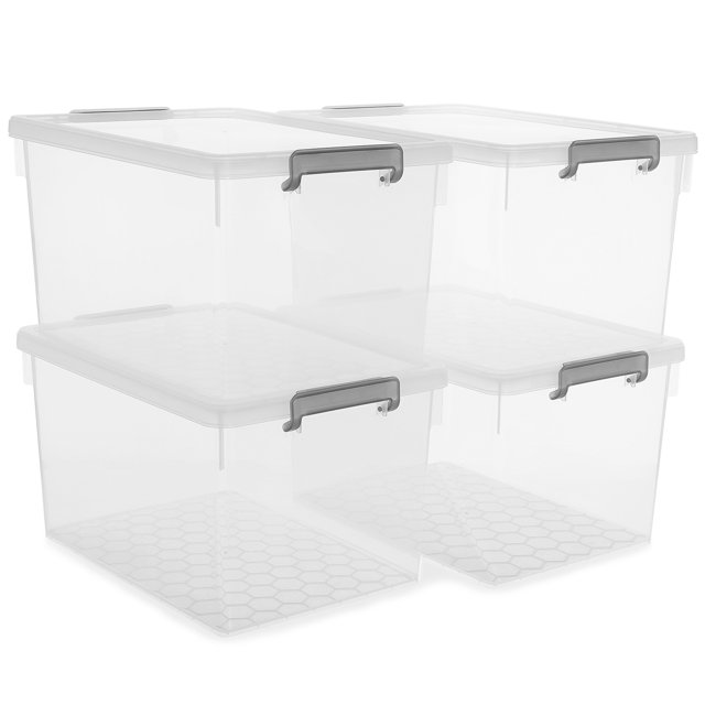 Citylife 48 Qt 4 Packs Clear Storage Bins with Lids Large Stackable
