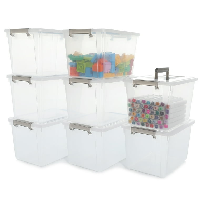Citylife 0.53 QT 10 Packs Small Storage Bins Plastic Storage Container  Stackable Box with Lids for Organizing, Clear White