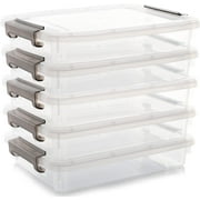 Citylife 5 PCS A4 Paper Storage bin with Lids Stackable File Storage Project Case Clear