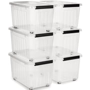 Kerhouze 54 Qt Clear Storage Bins with Lids Plastic Stackable 6 Pack