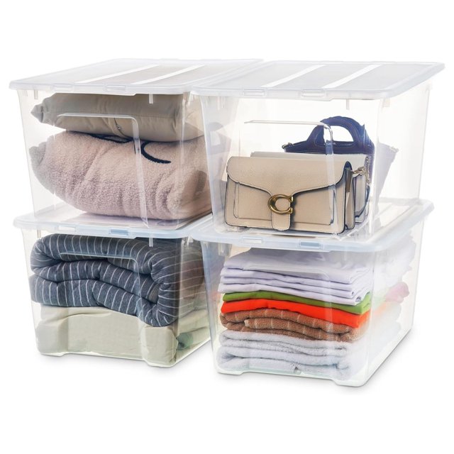 Citylife 54Qt Clear Stackable Organizer Plastic Storage Bins, Durable
