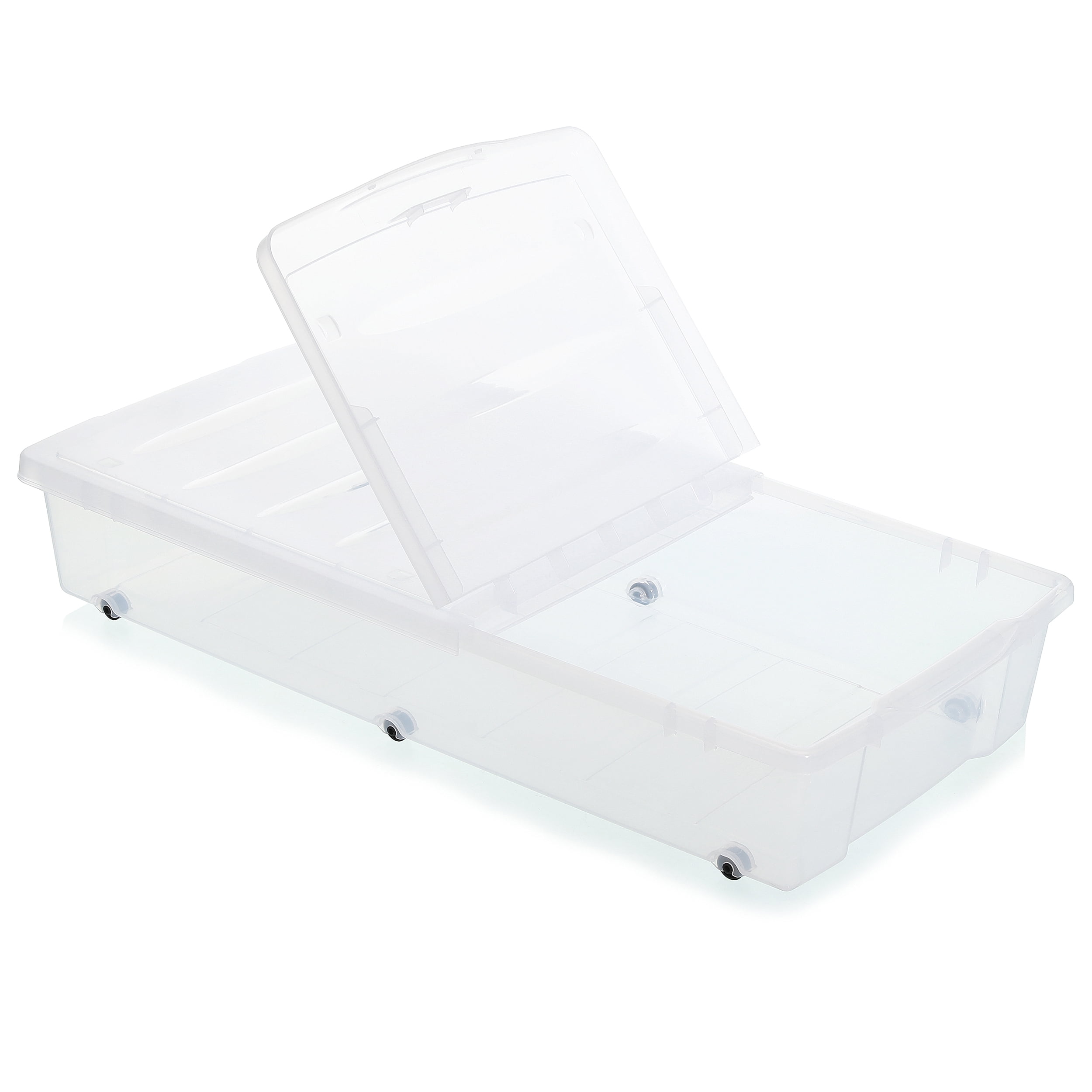 Citylife 57 Qt Under Bed Storage Bins with Lids Wheels Plastic Clear ...