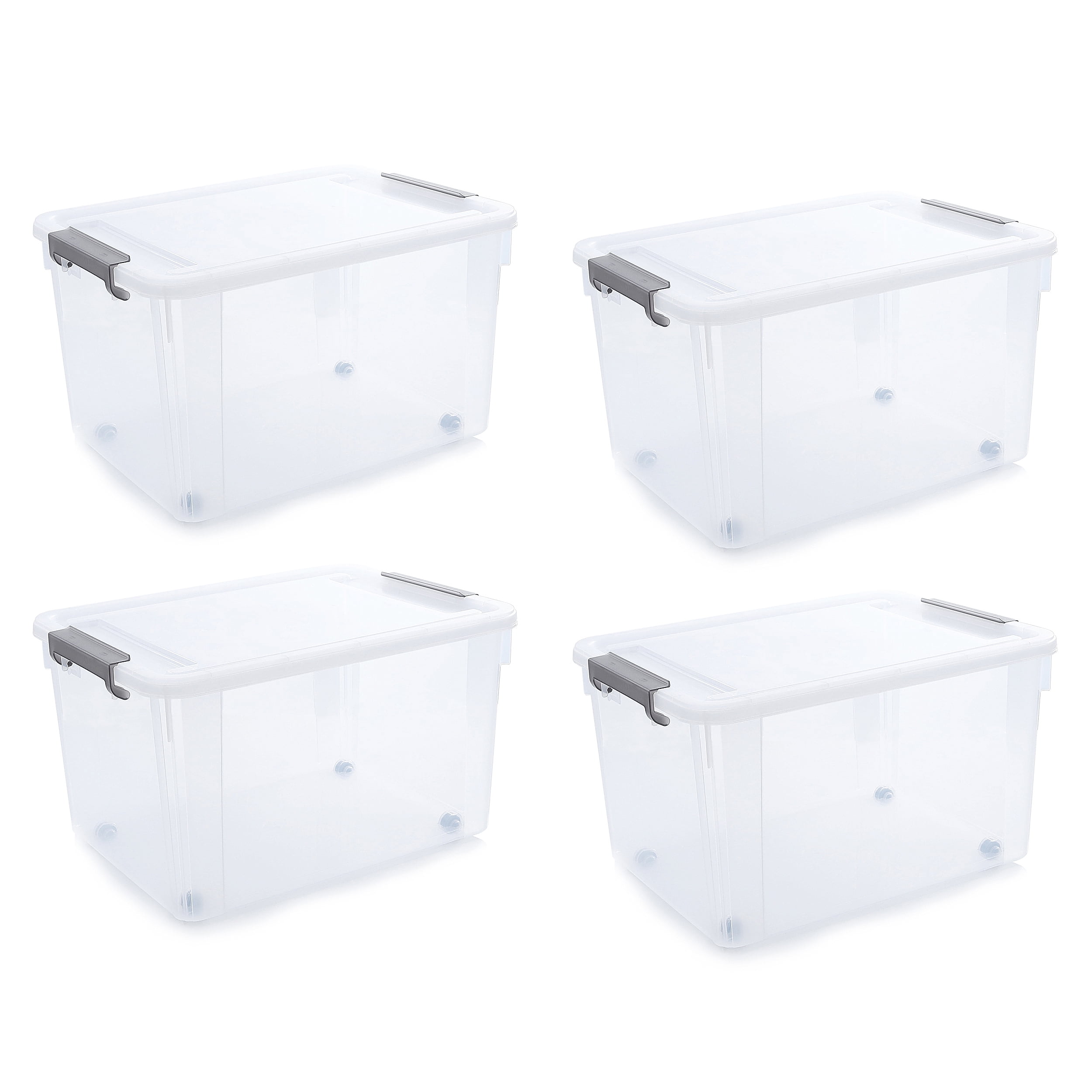  jioko 17 QT Plastic Storage Container Bins with Secure Latching  Lid, Stackable Storage Box for Organizing Large Clear Storage Tote, 6 Packs
