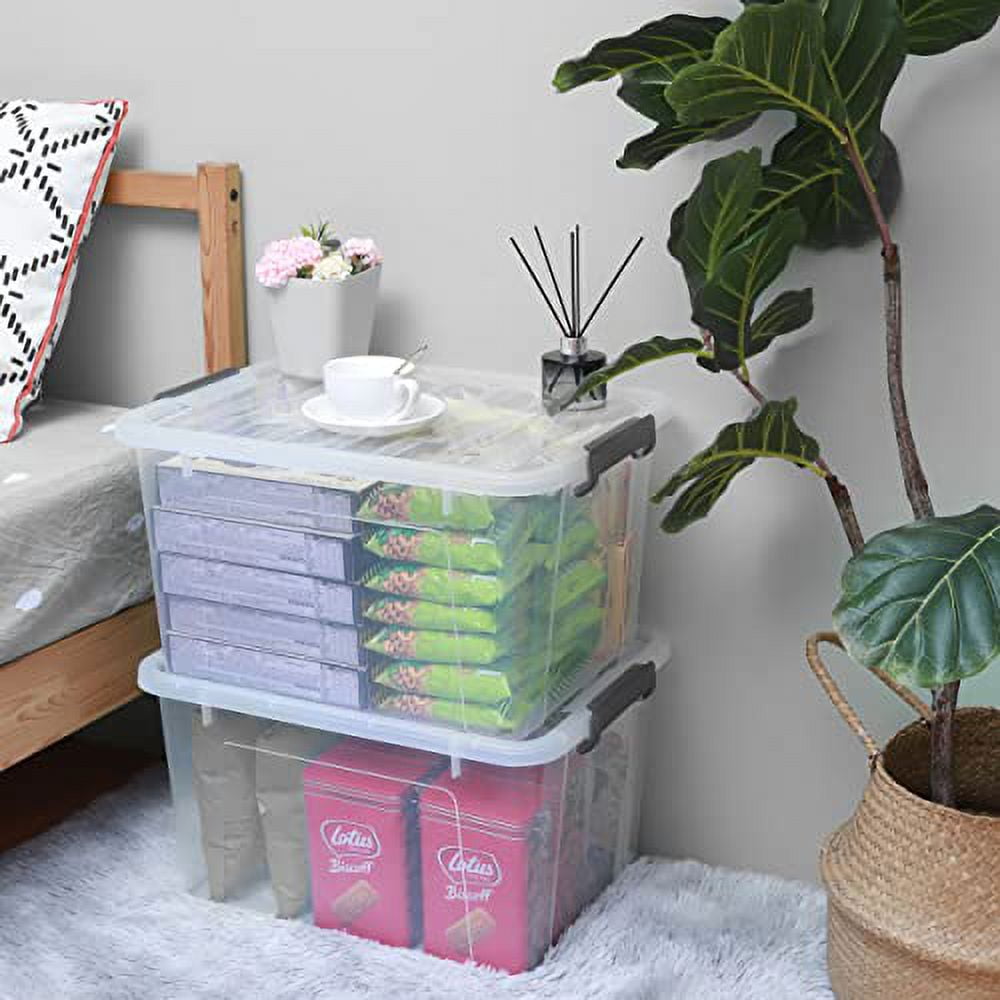 Citylife 6 Packs 44.4 QT Plastic Storage Bins with Lids Large Stackable ...