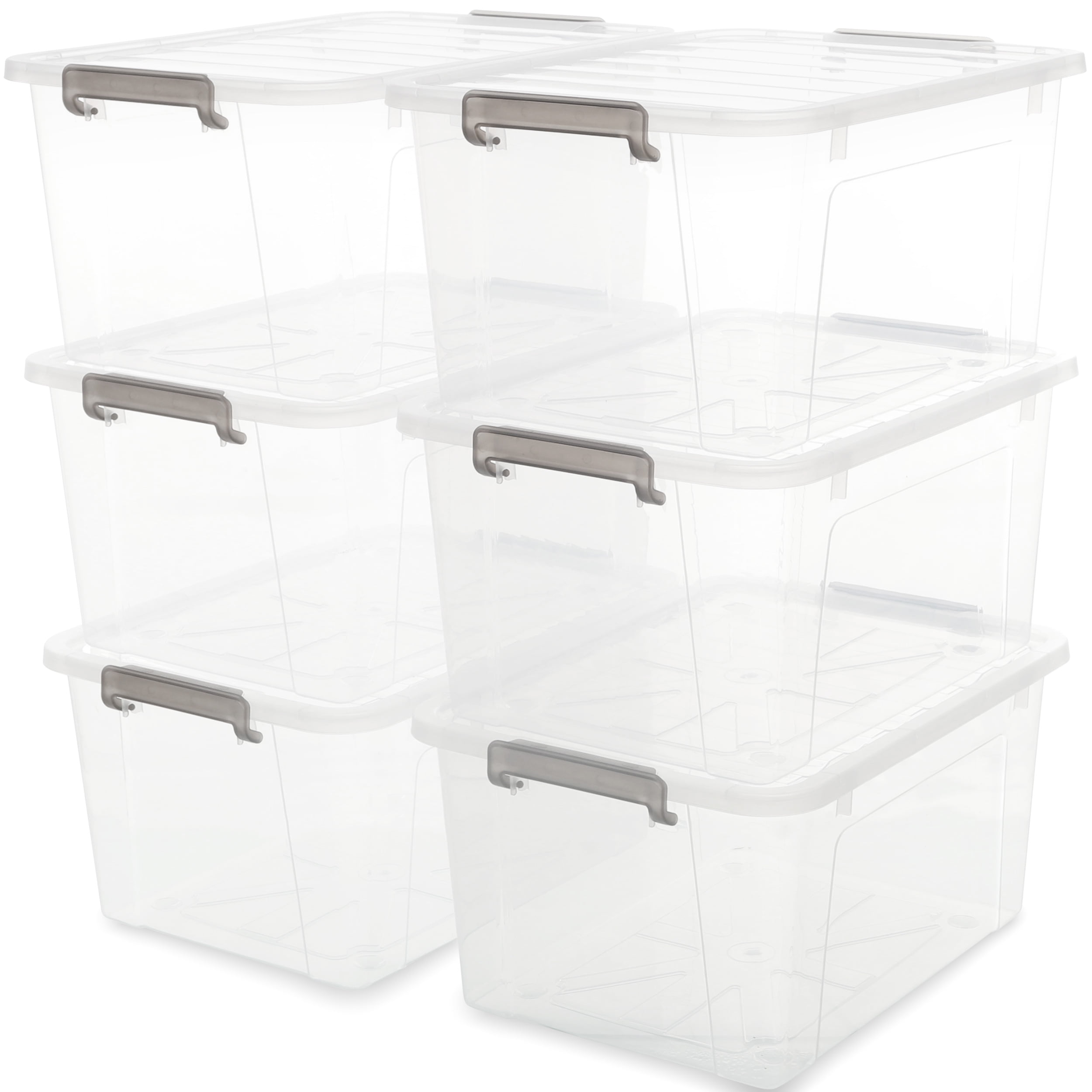 Citylife 6 Packs 44.4 QT Plastic Storage Bins with Lids Large Stackable  Clear Storage Box
