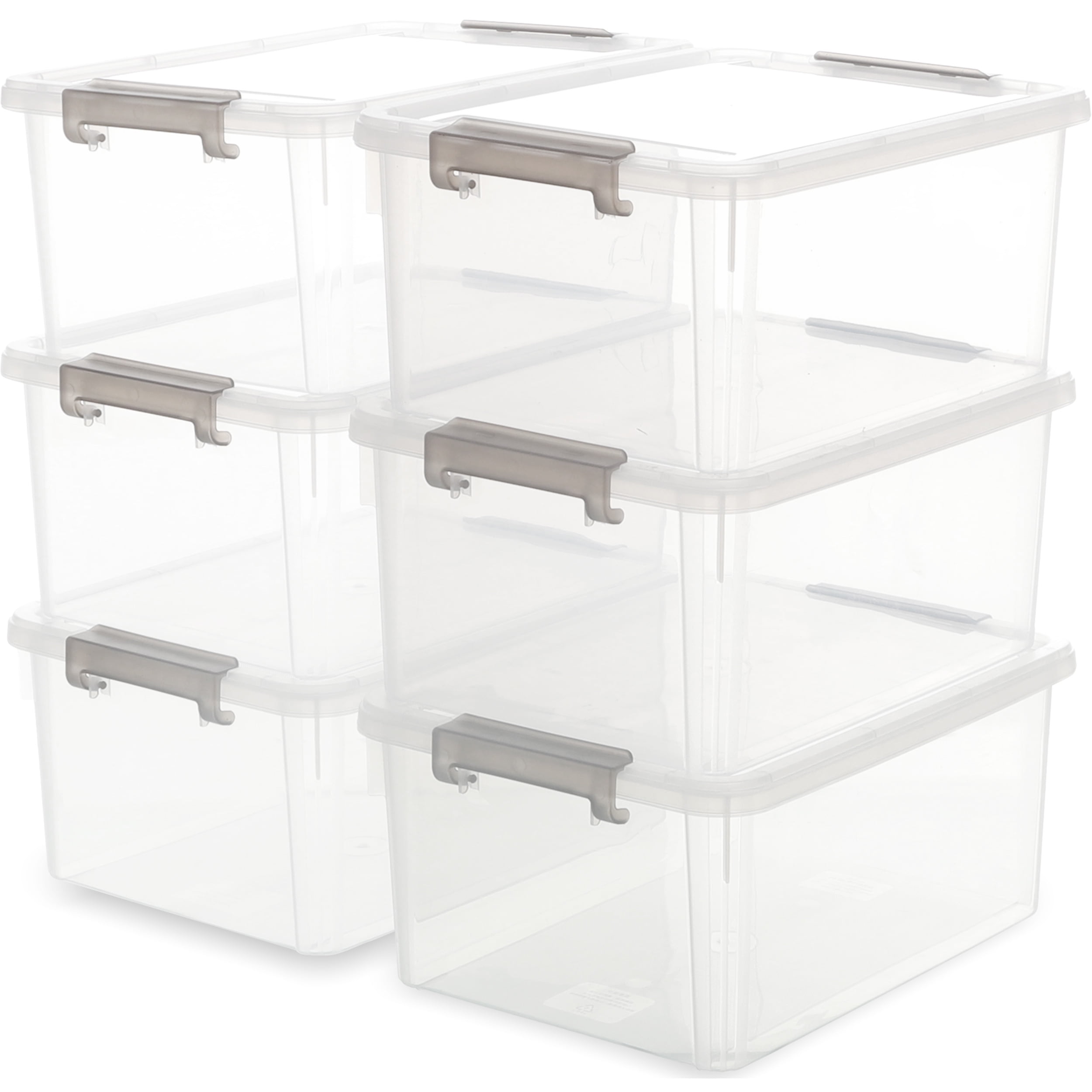 Citylife 6 Packs 44.4 QT Plastic Storage Bins with Lids Large Stackable  Clear Storage Box 