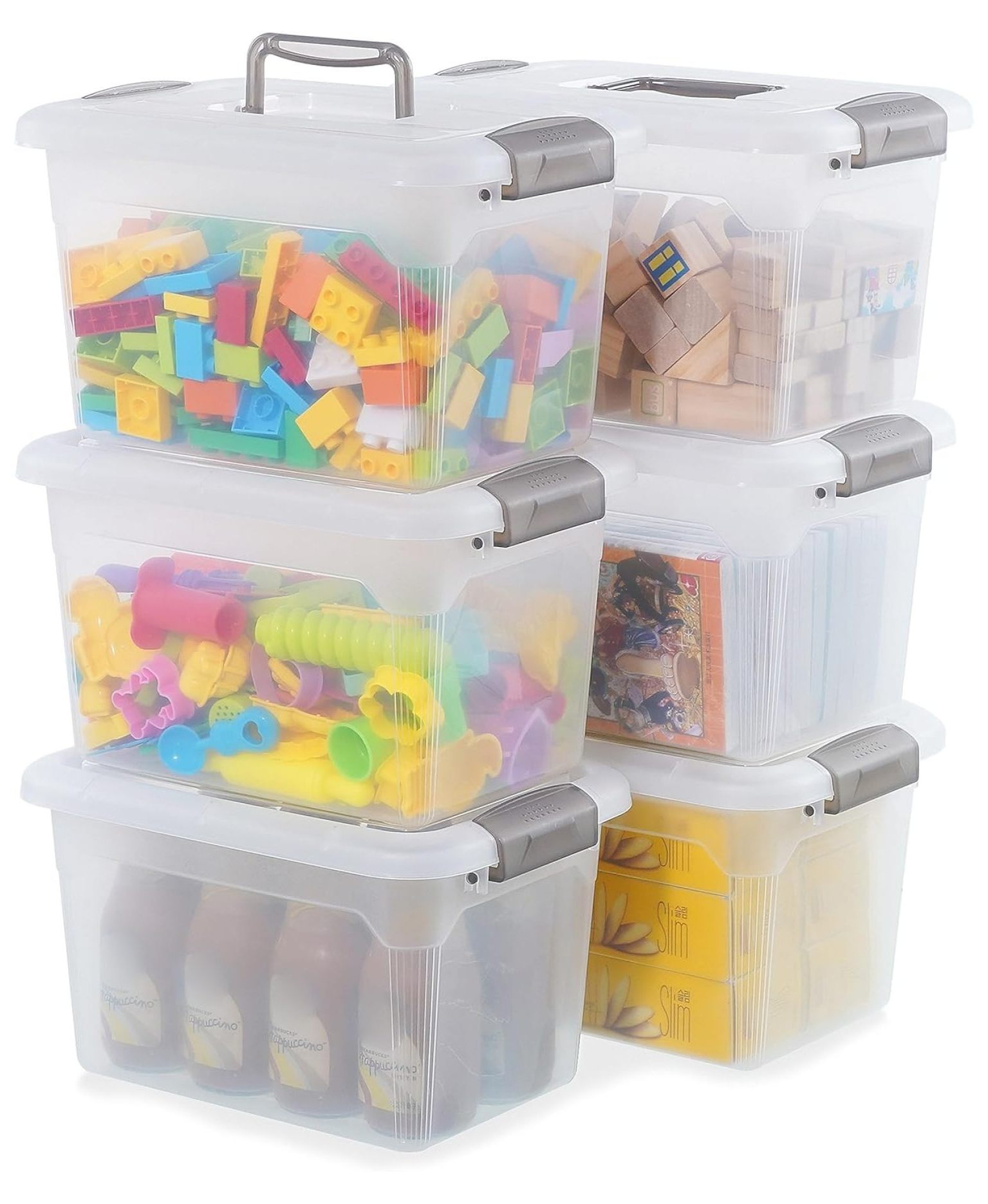 Citylife 6 Packs 8.5 QT Storage Bins with Lids Clear Plastic Bins with ...