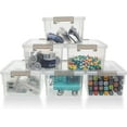 thumbnail image 1 of Small Storage Bins Plastic Storage Container Stackable Box with Lids for Organizing, Clear White, 1 of 16