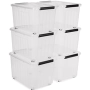 Kerhouze 82 Qt Clear Storage Bins with Lids Plastic Stackable 6 Pack