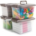 thumbnail image 1 of Citylife Small Kids Toy Organizer Plastic 5.3 Qt Storage Bin, Gray, 4 Count, 1 of 5