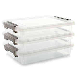 Citylife 5.3 QT 6 Packs Storage Bins with Lids Clear Plastic Bins with Grey  Handle Stackable Storage Containers for Organizing