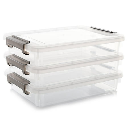 Citylife Storage Bins with Lids Plastic Stackable for Paper File Box