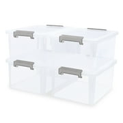 Citylife Storage Bins with Lids and Latching Buckles Clear Stackable Plastic Storage Containers 17 Qt 4 Packs
