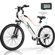 Qlife Electric Bike for Adults 26" Ebike with 2.1" Tire, Peak 750W Motor Ebikes with 7/21 Speed Mountain Bicycle 22MPH UL2849 (White)