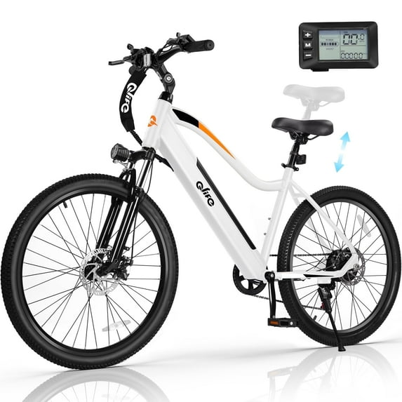 Qlife Electric Bike for Adults 26" Ebike with 2.1" Tire, Peak 750W Motor Ebikes with 7/21 Speed Mountain Bicycle 22MPH (White)