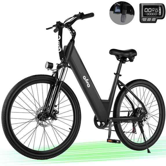 Cityone Electric Bike for Adults 26" Step-Through 20MPH Ebike with 2.1" Tire, Peak 750W Motor Ebikes with 7 Speed, E-bike (Black)