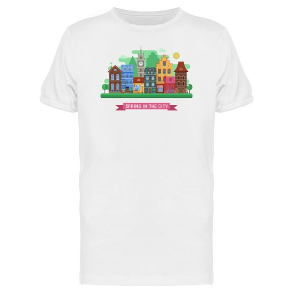 Cityscape And Text In A Ribbon Tee Men's -Image by Shutterstock