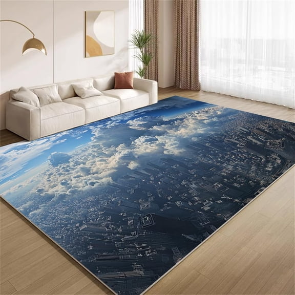 Cityscape Area Rugs, Mushroom Cloud Los Angeles Cityscape Carpet, Washable Non Slip Low Pile Soft Rug for Entryway Bedroom Living Room Decor Mat 2ftx3ft