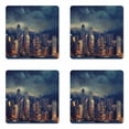 thumbnail image 1 of Cityscape Coaster Set of 4, Hong Kong Cityscape Stormy Weather Dark Cloudy Sky Waterfront Port Dramatic View, Square Hardboard Gloss Coasters, Standard Size, Multicolor, by Ambesonne, 1 of 2