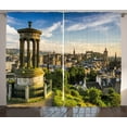 thumbnail image 1 of Ambesonne Cityscape Curtains 2 Panel Set, Edinburgh Aerial View, 108" x 108", Fern Green Blue Tan, 1 of 3