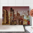 thumbnail image 1 of Cityscape Cutting Board, Dubai at Night Scenery Tall Skyscrapers Panorama Picture Peninsula, Decorative Tempered Glass Cutting and Serving Board, Large Size, Multicolor, by Ambesonne, 1 of 1