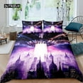 thumbnail image 1 of Cityscape Duvet Cover Set New York City Night View Quilt Cover for Boys Adults Microfiber Building B, 1 of 5