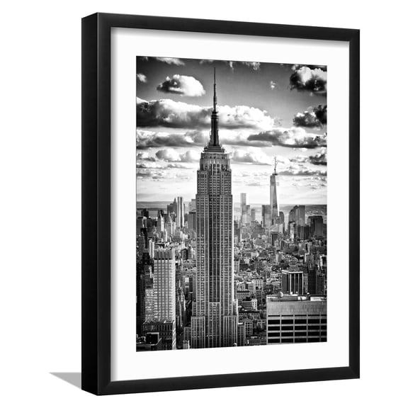 Art.com Cityscape, Empire State Building and One World Trade Center, Manhattan, NYC Photographic Print by Philippe Hugonnard, Black Frame Wall Art, 17" x 21"