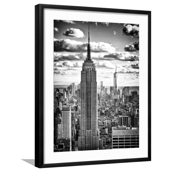 Art.com Cityscape, Empire State Building and One World Trade Center, Manhattan, NYC Photographic Print by Philippe Hugonnard, Black Frame Wall Art, 23" x 29"