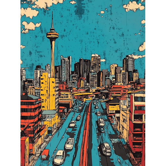 Cityscape Highway Canvas Art Print Suitable for Living Room Bedroom Office Kitchen and Apartment Decoration.