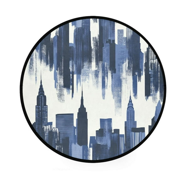 Cityscape Memory Foam Bath Mat 36" Absorbent Rug with Non Slip Base and 4 Bonus Pads