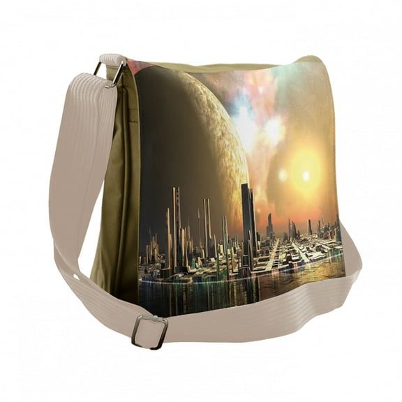 Cityscape Messenger Bag, Utopia Metropolis Urban, Unisex Cross-body, by Ambesonne