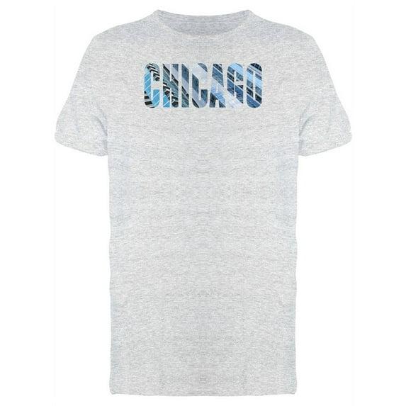 Cityscape On Chicago City Name T-Shirt Men -Image by Shutterstock, Male XX-Large