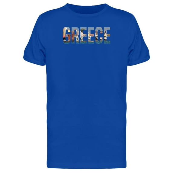 Cityscape On Greece Country Name T-Shirt Men -Image by Shutterstock, Male 3X-Large