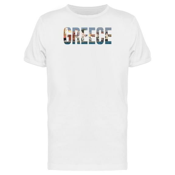 Cityscape On Greece Country Name T-Shirt Men -Image by Shutterstock, Male XX-Large
