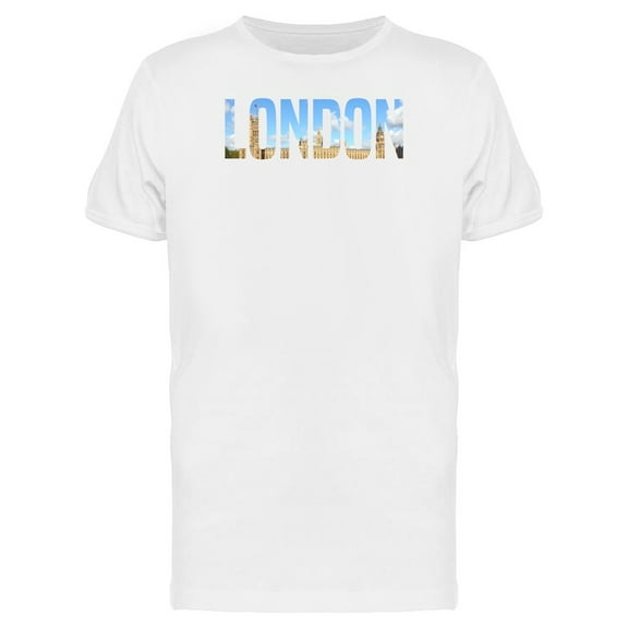 Cityscape On London City Word T-Shirt Men -Image by Shutterstock, Male Small