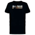 thumbnail image 1 of Cityscape On Paris City Name T-Shirt Men -Image by Shutterstock, Male Large, 1 of 2