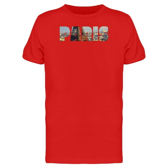 Cityscape On Paris City Name T-Shirt Men -Image by Shutterstock, Male x-Large