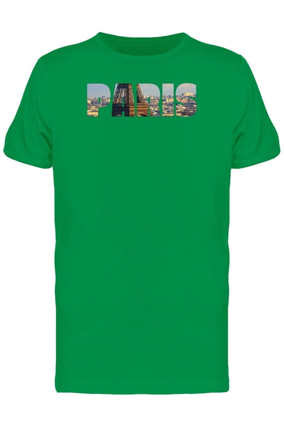 Cityscape On Paris City Name Tee Men's -Image by Shutterstock