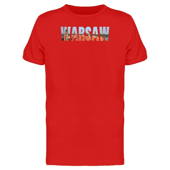 Cityscape On Warsaw City Name T-Shirt Men -Image by Shutterstock, Male Large