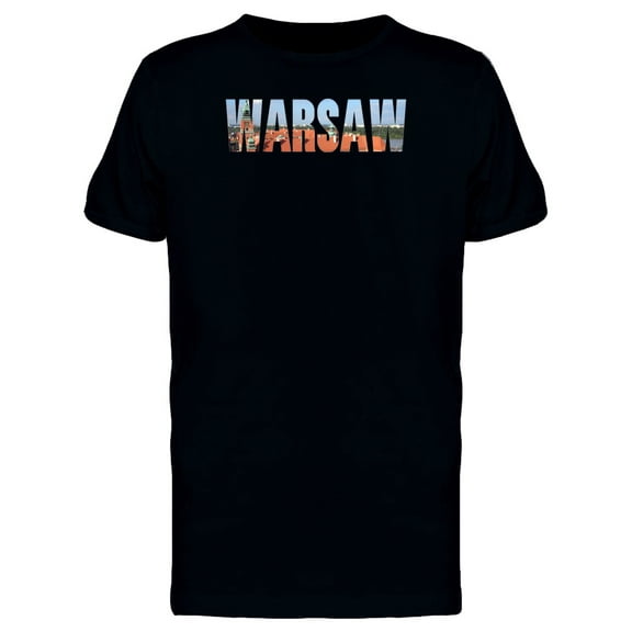 Cityscape On Warsaw City Name T-Shirt Men -Image by Shutterstock, Male Medium