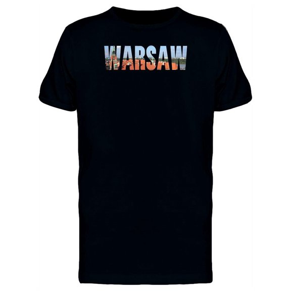 Cityscape On Warsaw City Word T-Shirt Men -Image by Shutterstock, Male Medium