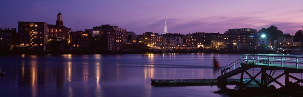 Cityscape Portsmouth NH USA Canvas Art - Panoramic Images (36 x 12)