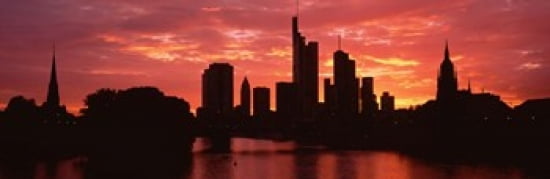 Cityscape Rhine River Frankfurt Germany Canvas Art - Panoramic Images (36 x 12)