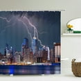 thumbnail image 1 of Cityscape Shower Curtain NYC Night Skyline Scenery View Artwork Picture Prints Polyester Fabric Bathroom Decor, 1 of 5