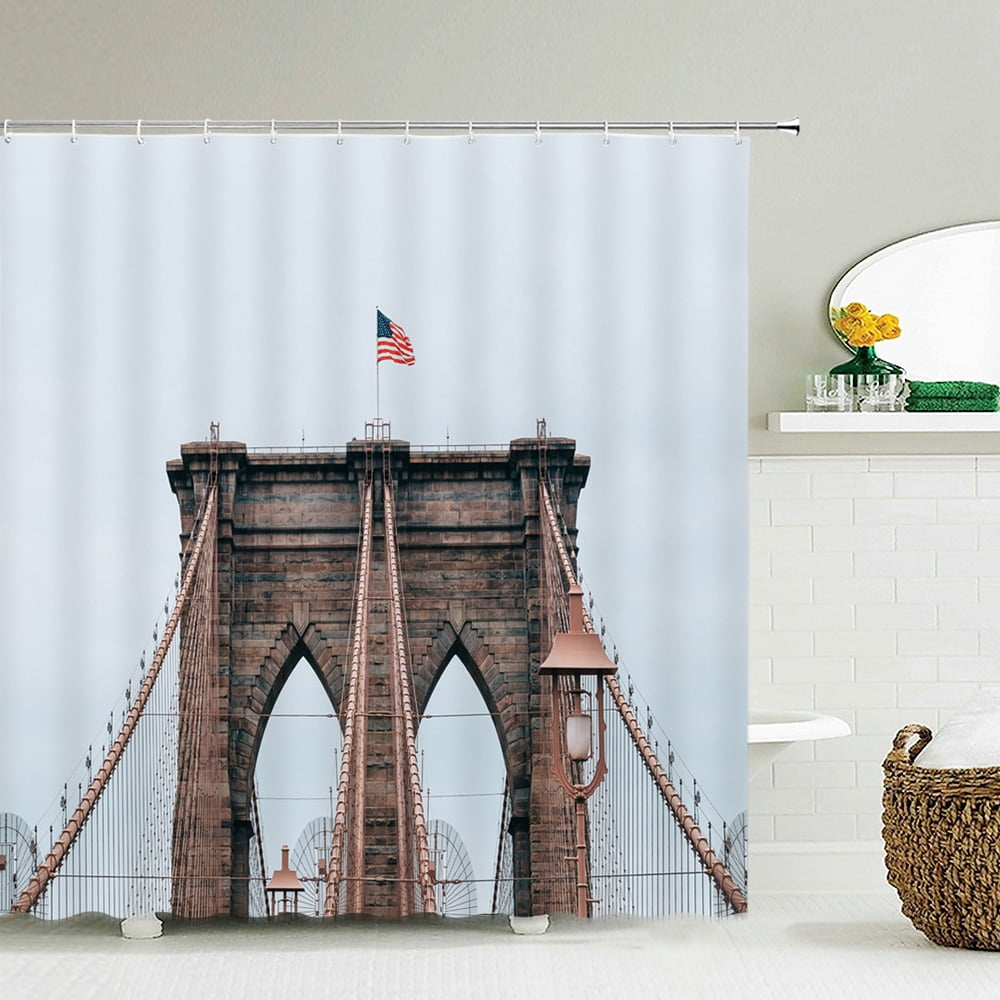 Cityscape Shower Curtain NYC Night Skyline Scenery View Artwork Picture