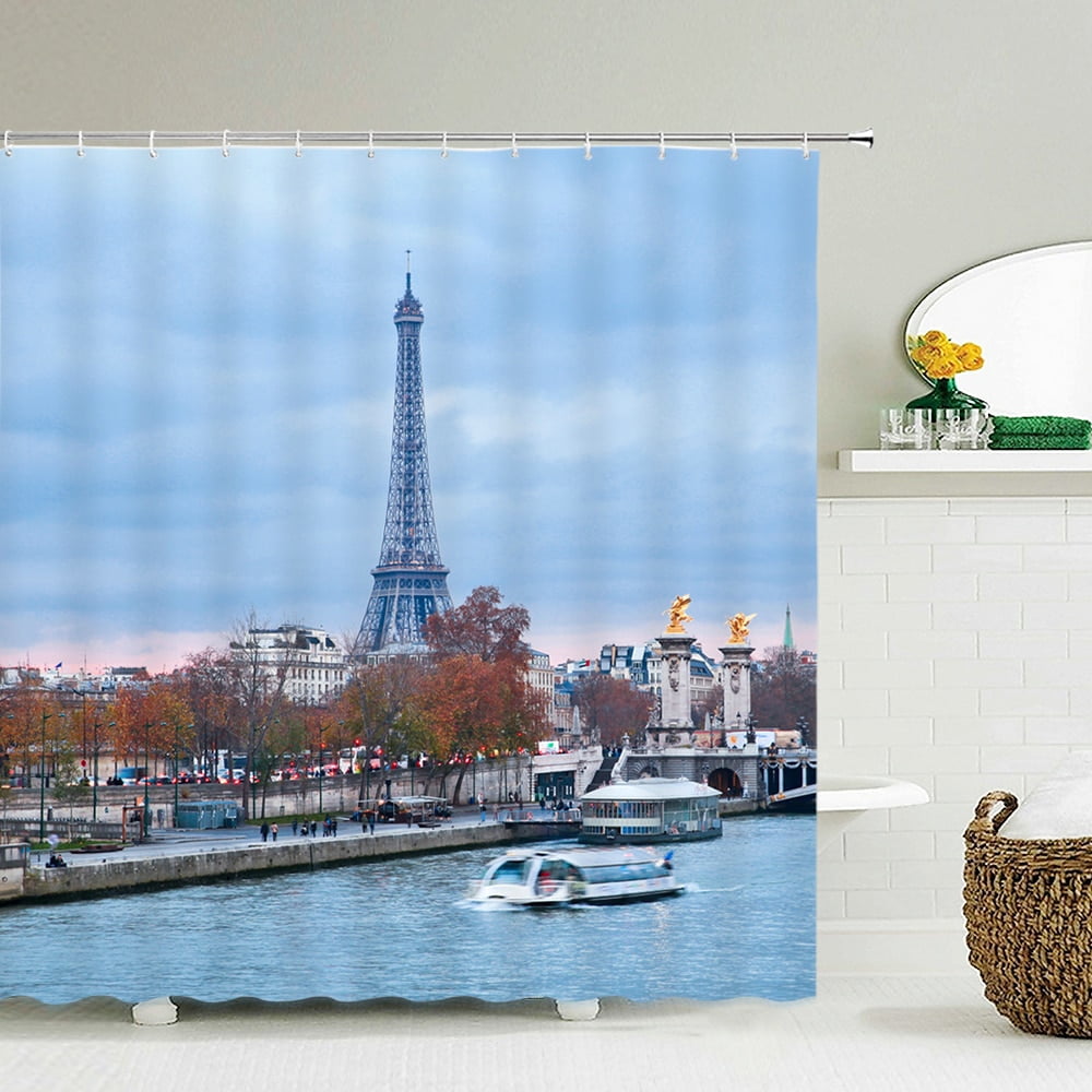 Cityscape Shower Curtain NYC Night Skyline Scenery View Artwork Picture